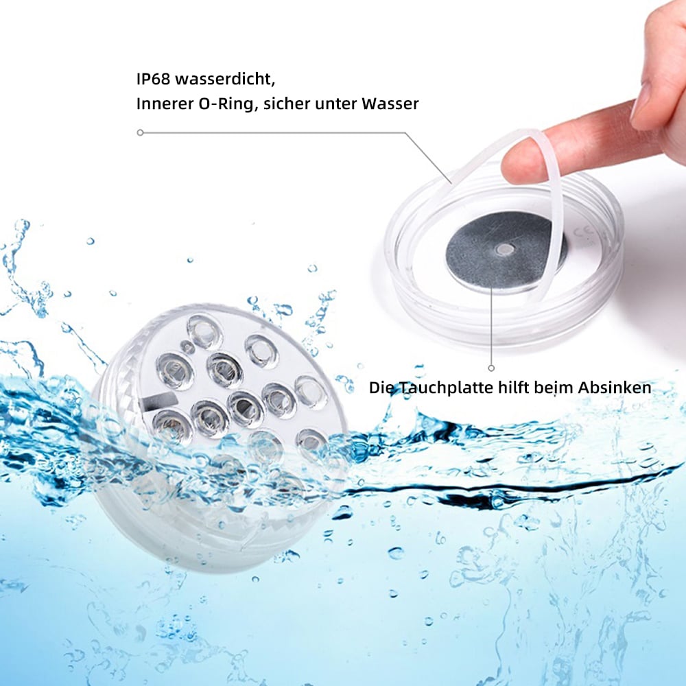 Funkgesteuert LED-Schwimmbadleuchte 8 LED-Tauchleuchte